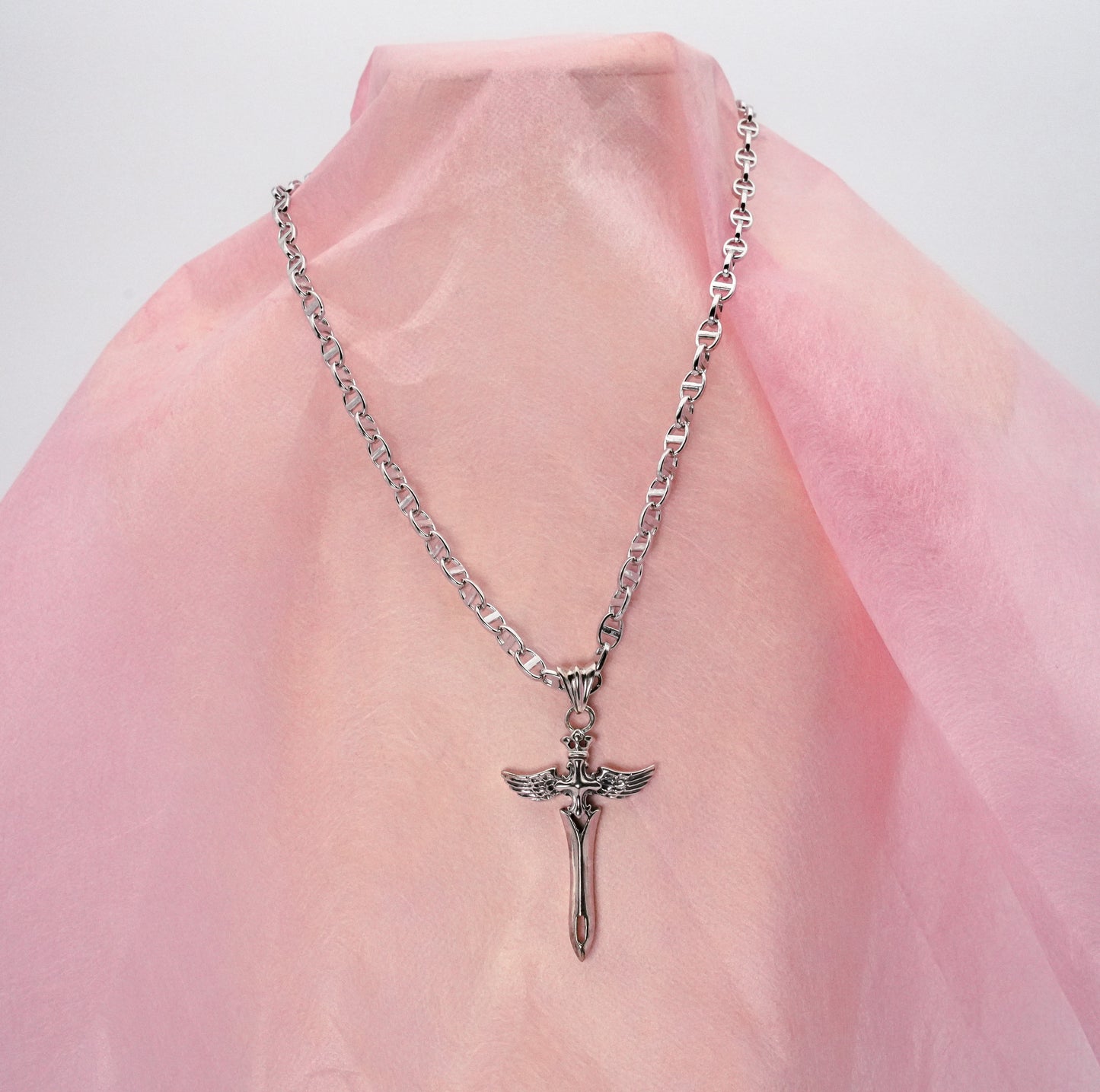 (JR-NL-0052) シルバー ネックレス 43mm x 30mm (ペンダントヘッド)