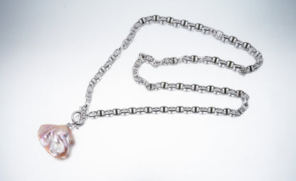 (JR-NL-0027) 淡水真珠 ネックレス ピンク  17.0mm～23.0mm(幅)