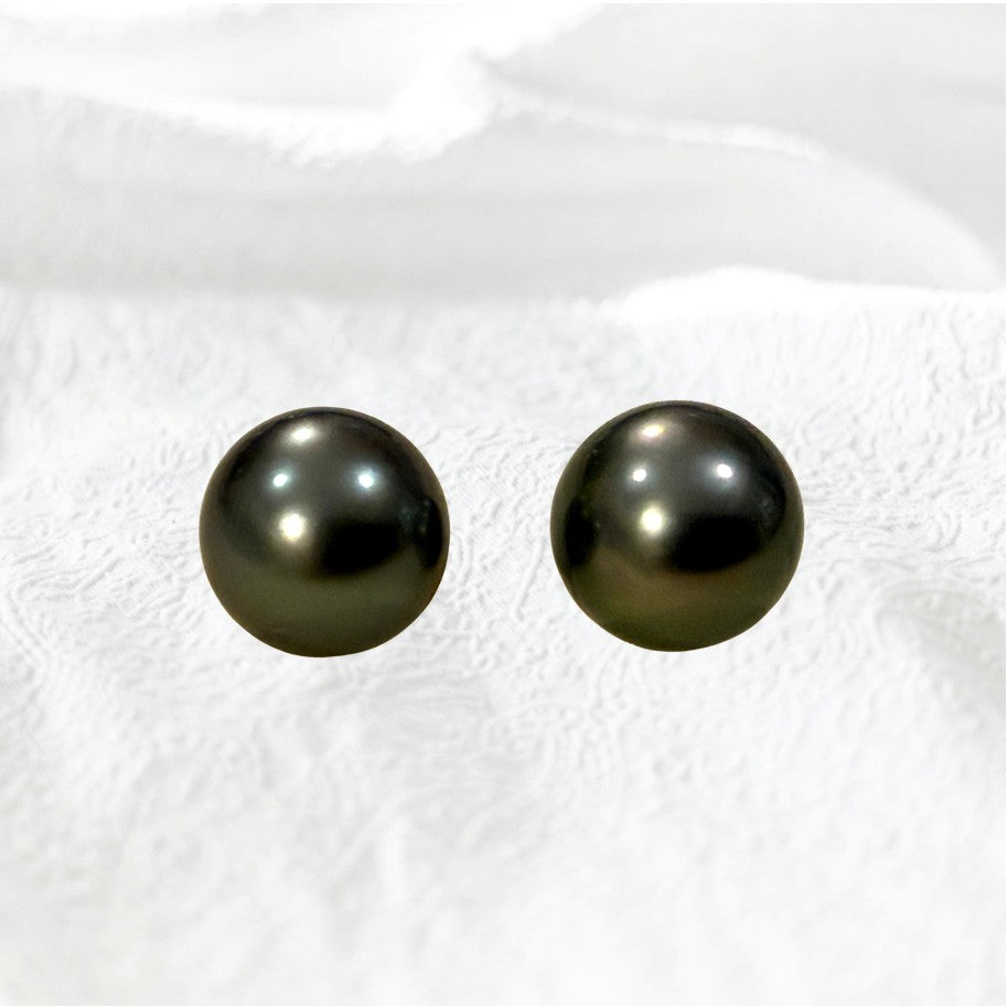 (JR-ER-0009)  黒蝶真珠 ピアス ブラック 12.0～13.0mm, 13.0～14.0mm