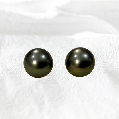 (JR-ER-0009)  黒蝶真珠 ピアス ブラック 12.0～13.0mm, 13.0～14.0mm