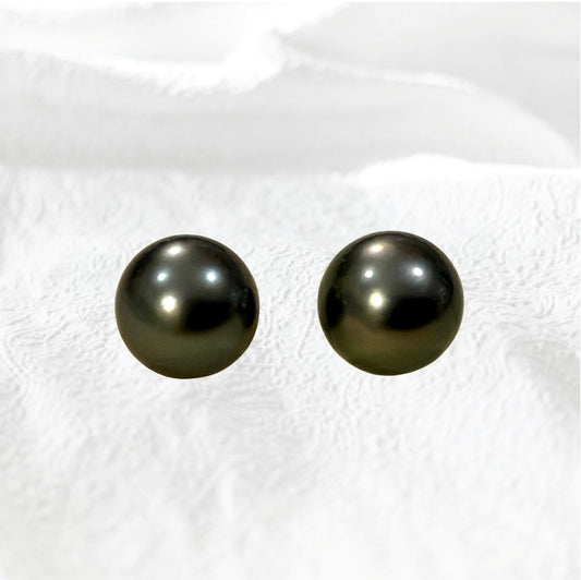 (JR-ER-0009)  黒蝶真珠 ピアス ブラック 12.0～13.0mm, 13.0～14.0mm
