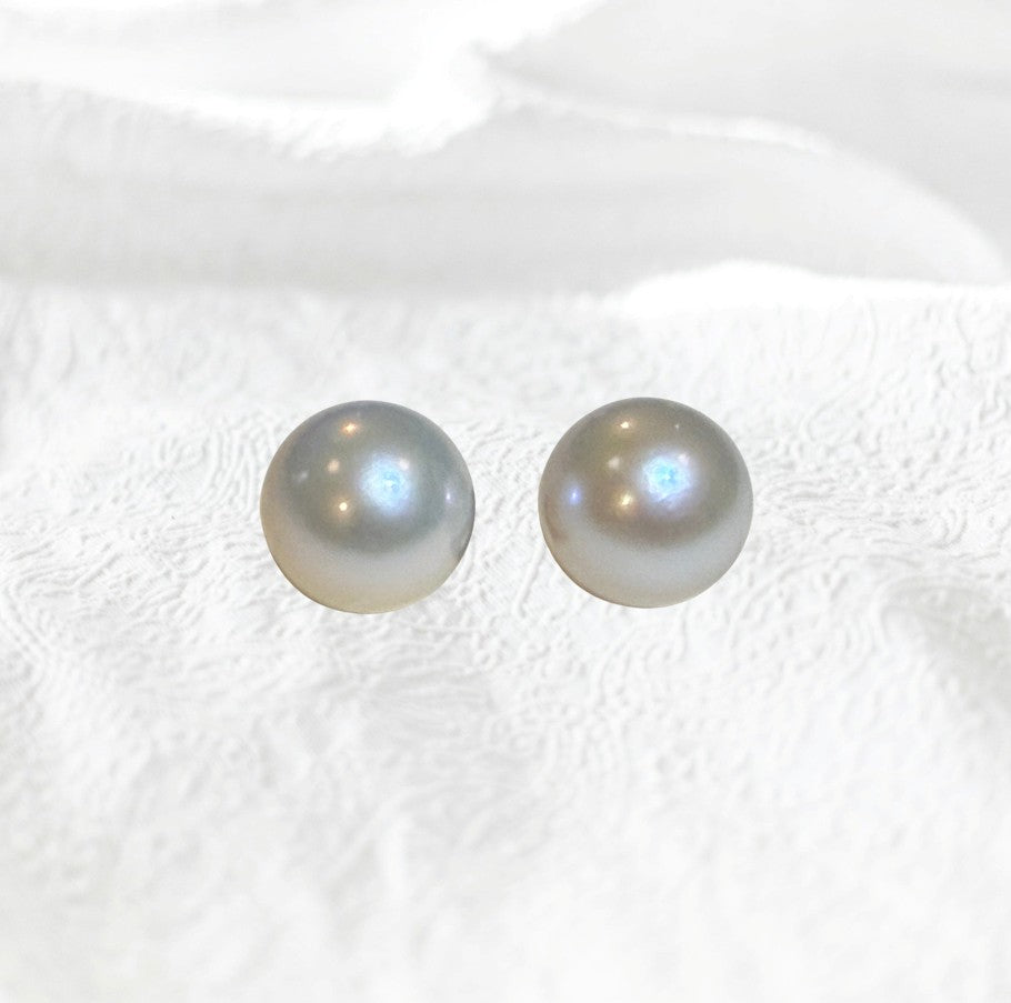 (JR-ER-0007) 白蝶真珠 ピアス ホワイト 14.0mm～14.5mm
