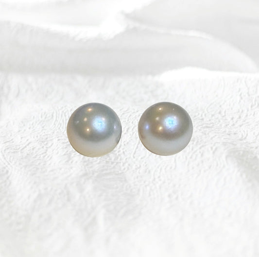 (JR-ER-0007) 白蝶真珠 ピアス ホワイト 14.0mm～14.5mm