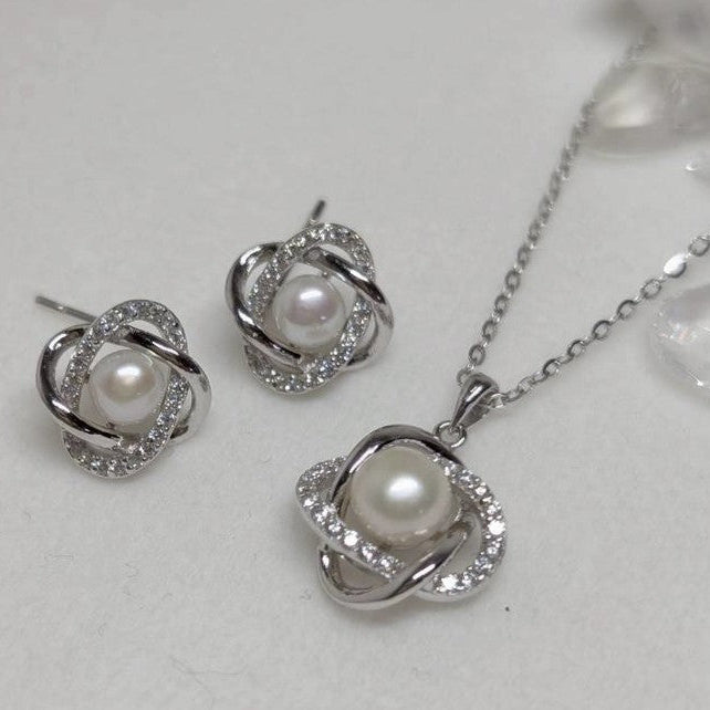 ネックレス&ピアス 淡水真珠 ホワイト 5.0mm～7.0mm (JR-NL-ER-0001)