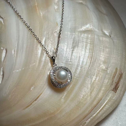 (JR-NL-ER-0002) 淡水真珠 ネックレス&ピアス ホワイト 5.0mm～7.0mm