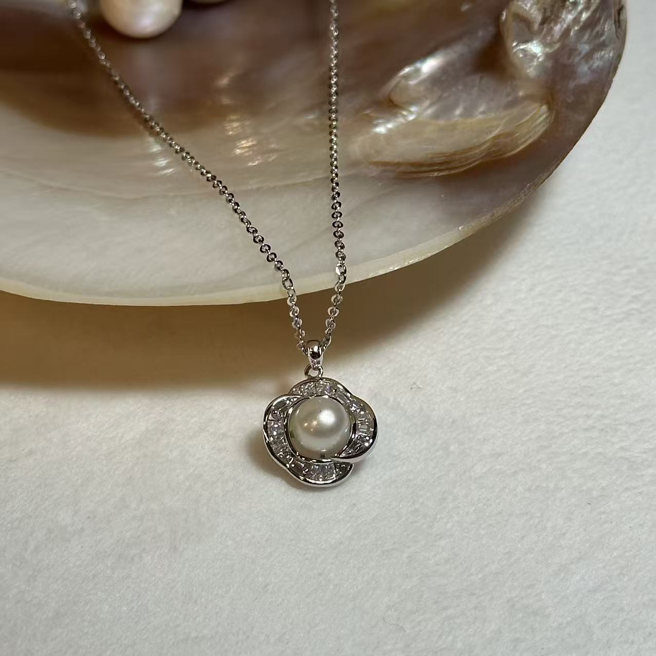 (JR-NL-ER-0004) 淡水真珠 ネックレス&ピアス ホワイト 5.0mm～7.0mm